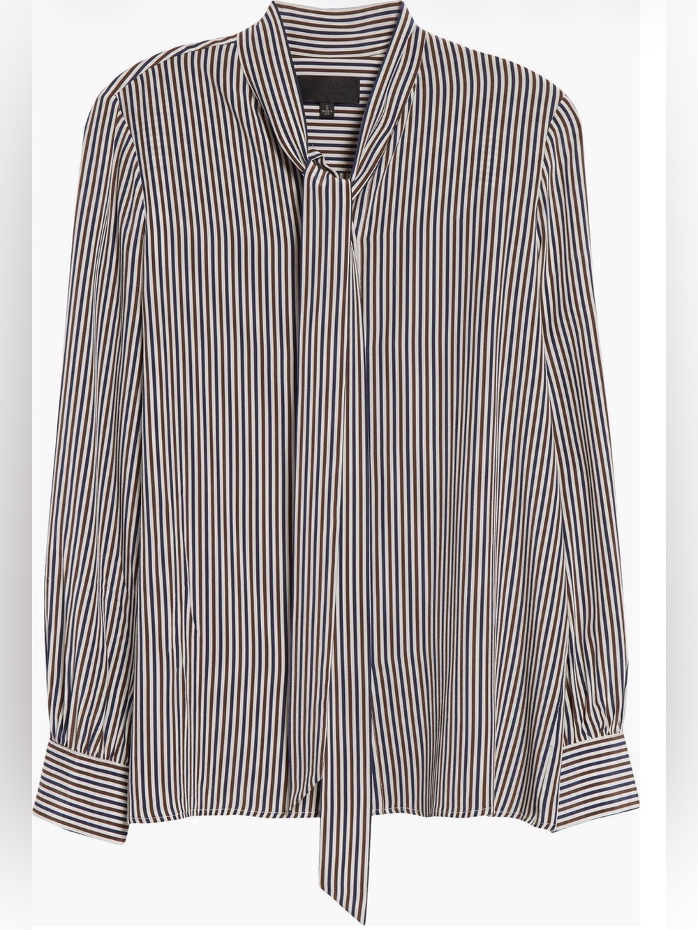 Nili Lotan Irina Striped Tie-Neck Silk Blouse